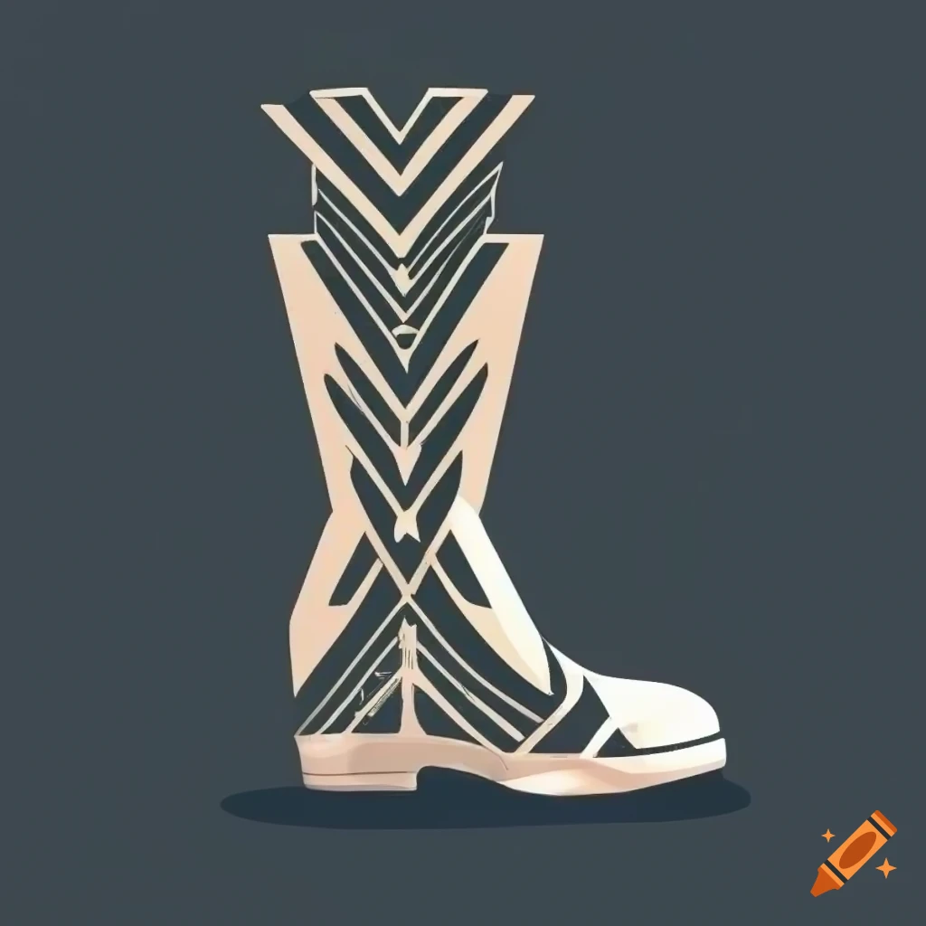 2D Art Deco Geometric Boot logo in side view