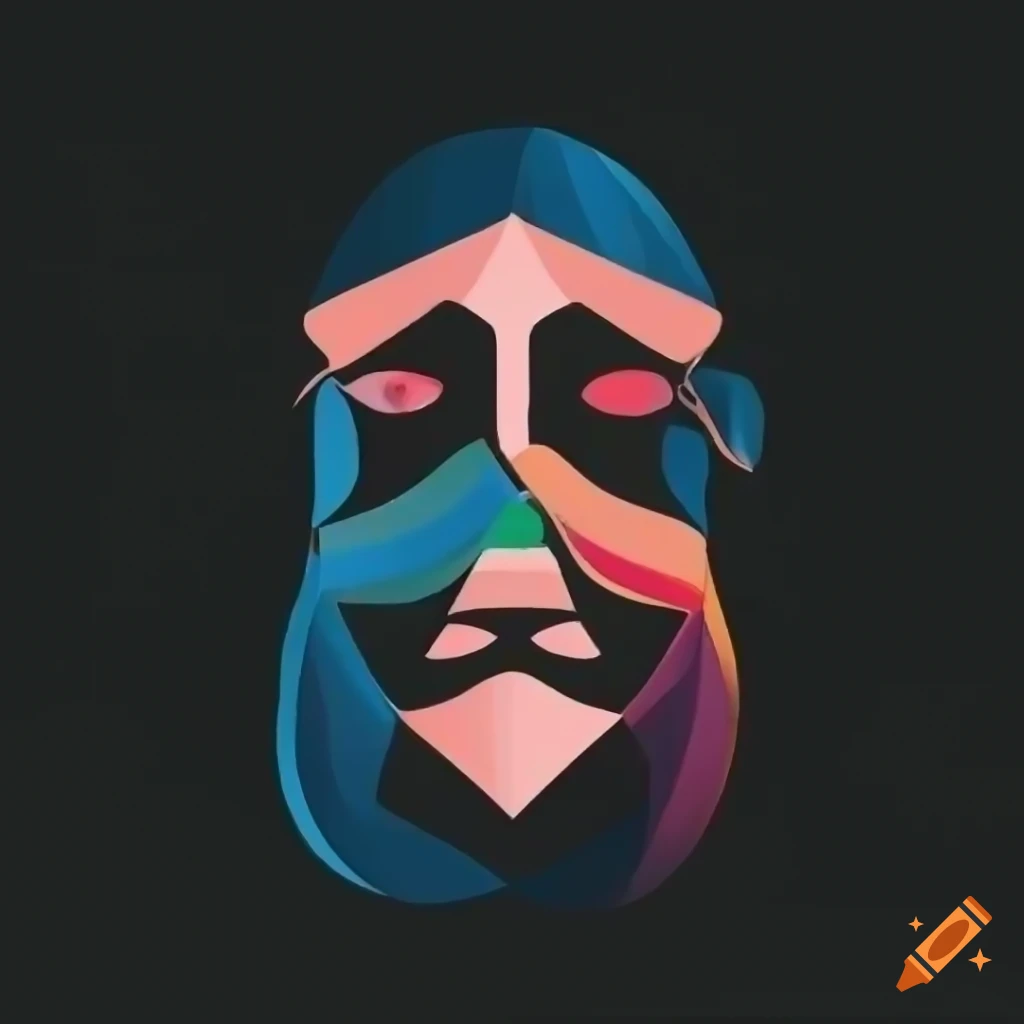Irregular asymmetric radiant mask logo design