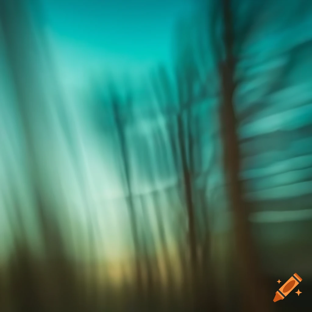 Crystal teal sky vision with blurred trees