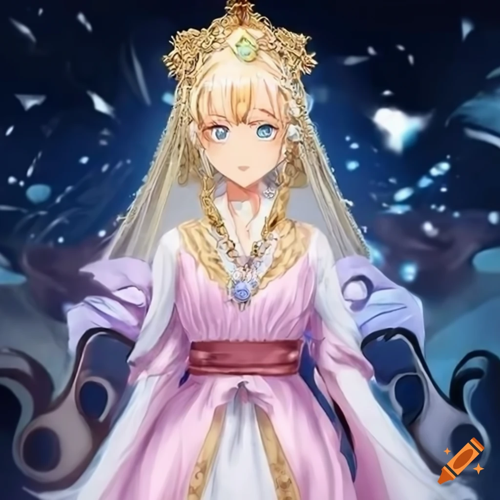 Mythical priestess goddess princess in a colorful dress from Magicami anime
