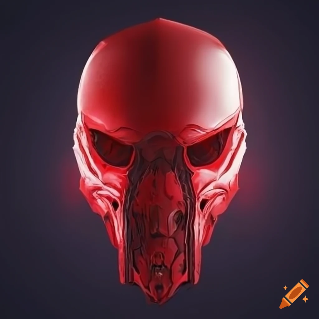 Red sci-fi villain helmet design