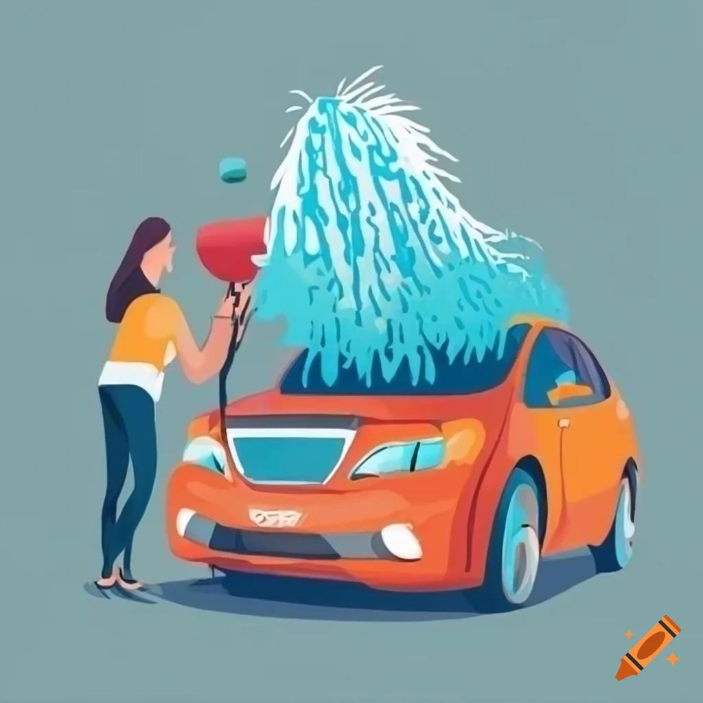 Flat design illustration for car wash mobile app
