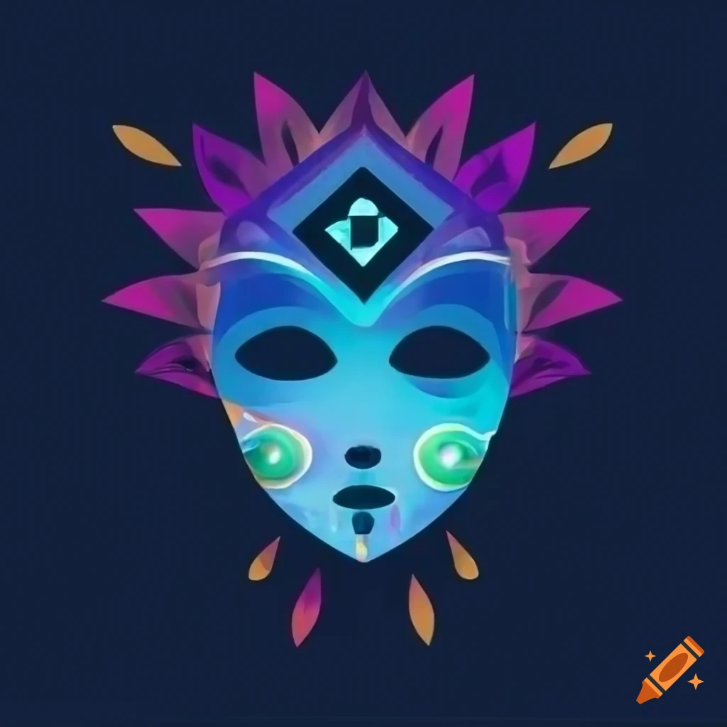 Cosmic radiance mask logo in angular minimalistic style