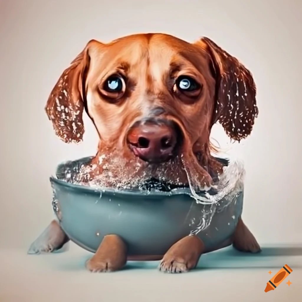 Dog enjoying a bath
