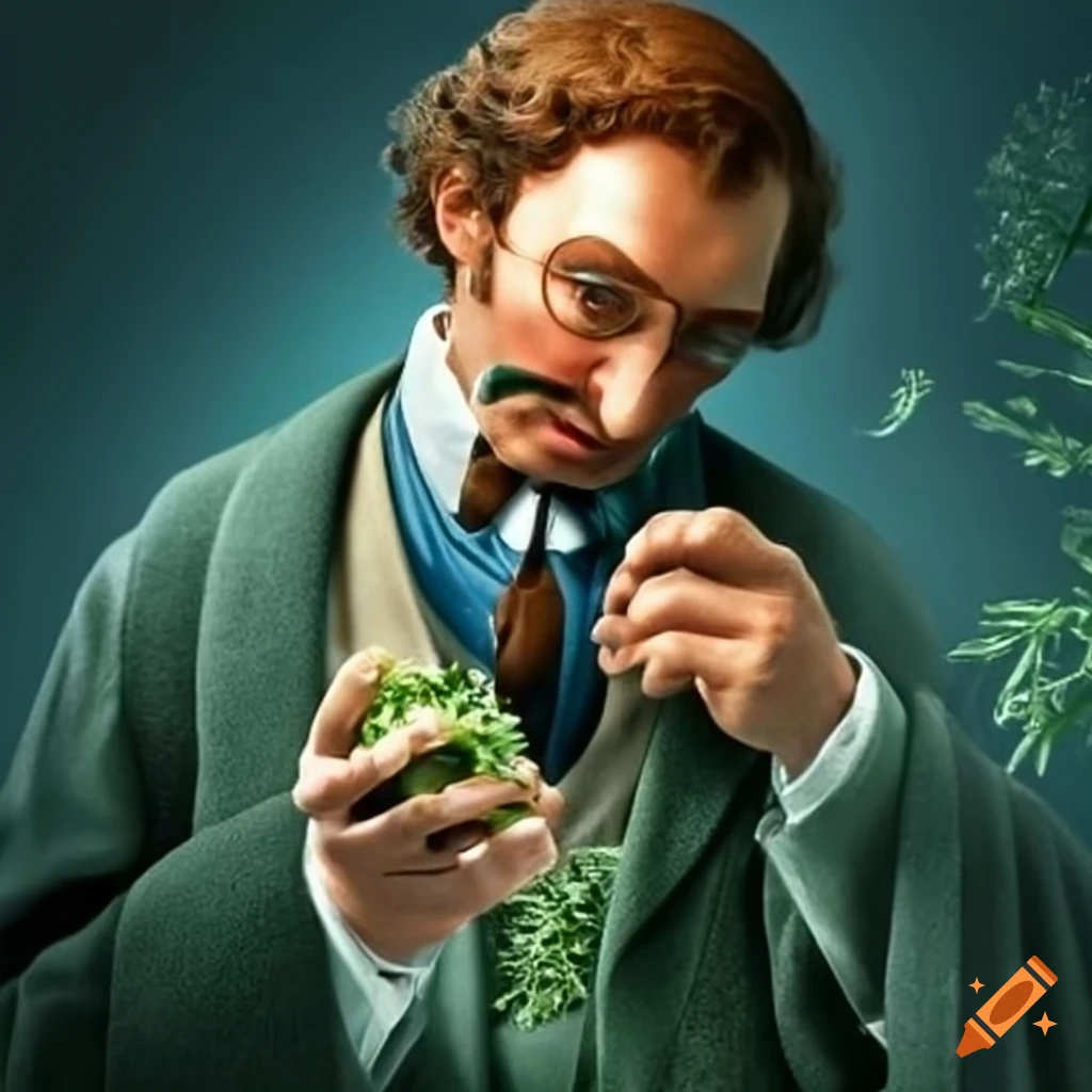 Sherlock Holmes examining Ricola herbs on a title slide