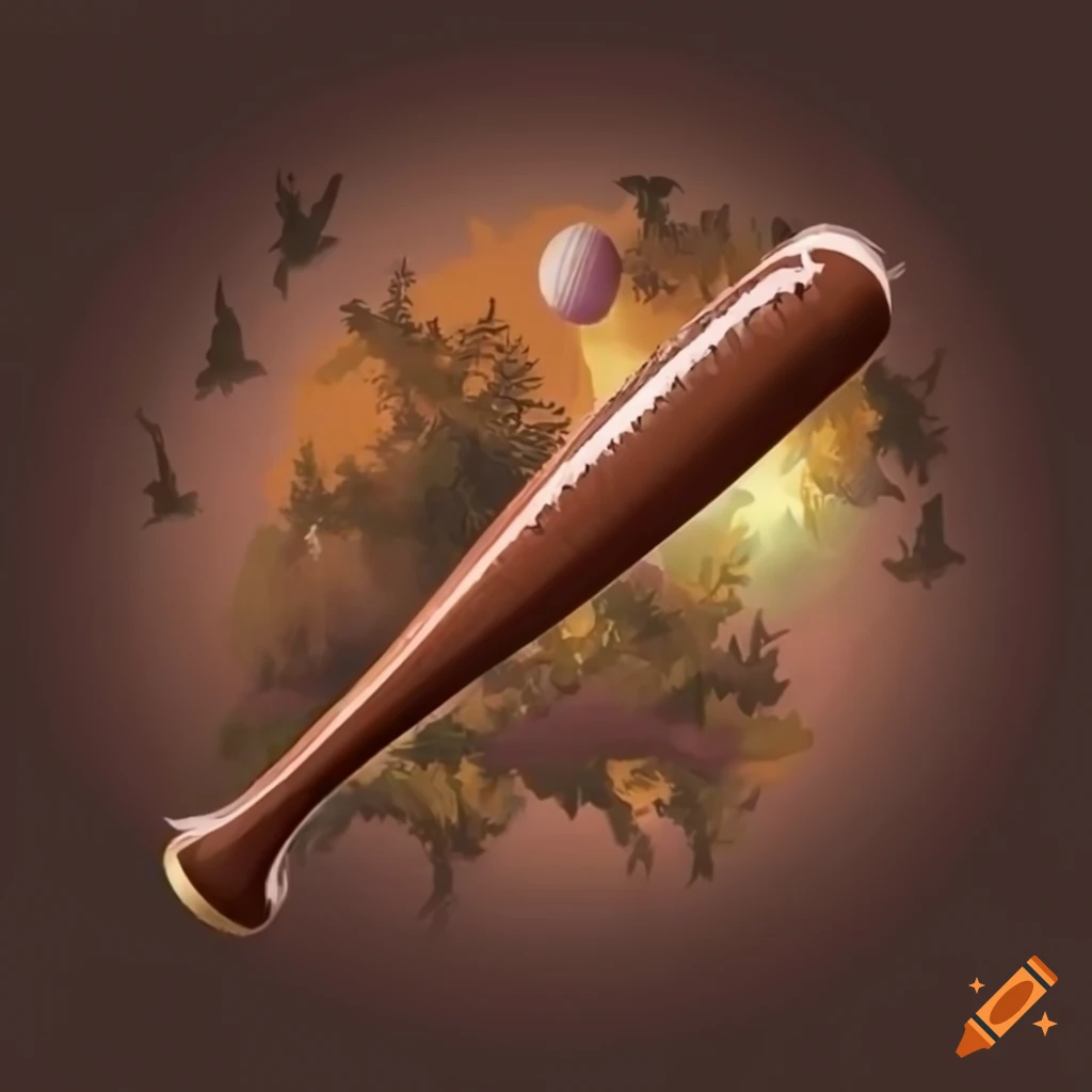 Brown baseball bat in a warcraft style with forest background