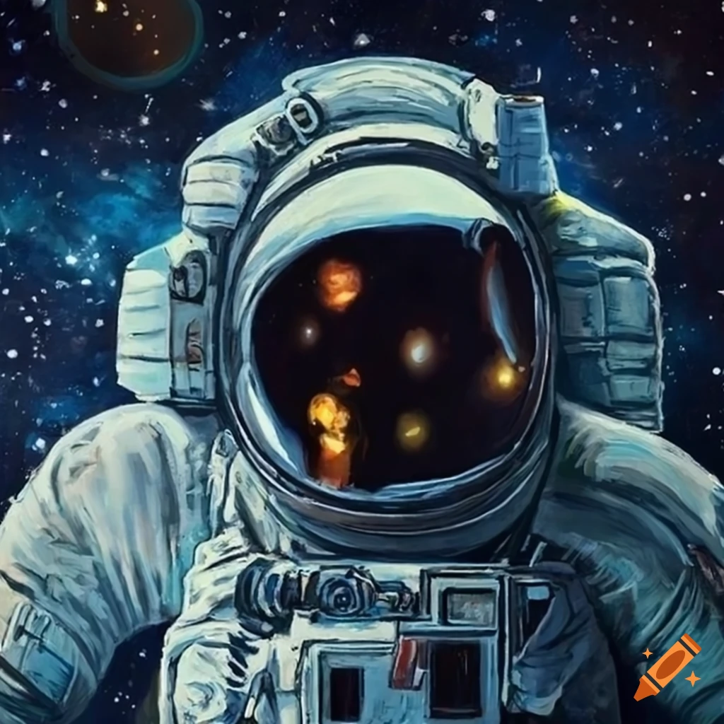 Astronaut in deep space observing an unknown species