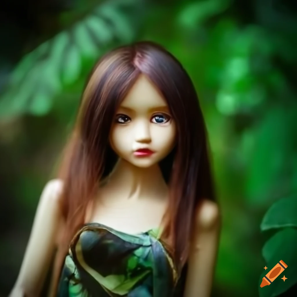 Pretty girl in a lush rainforest setting