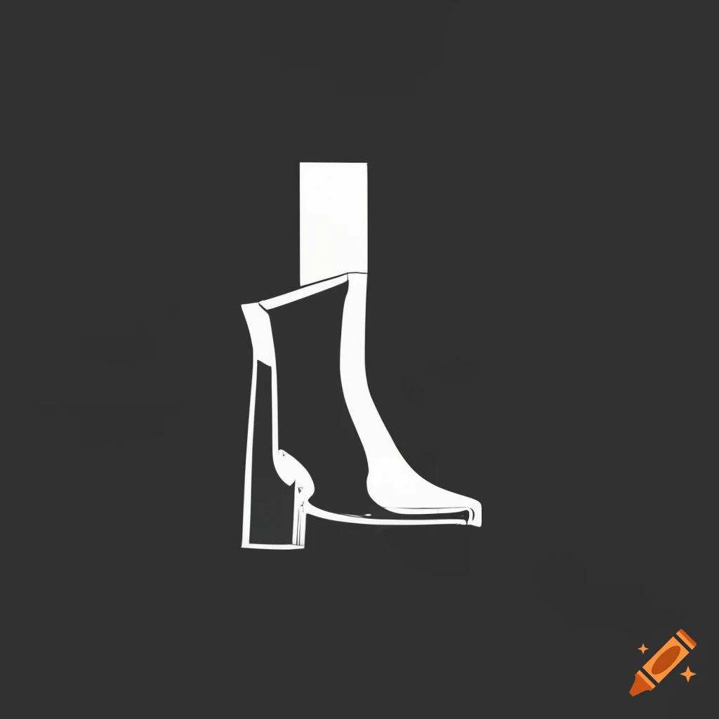 Minimalist Art Deco villain boot logo in side view