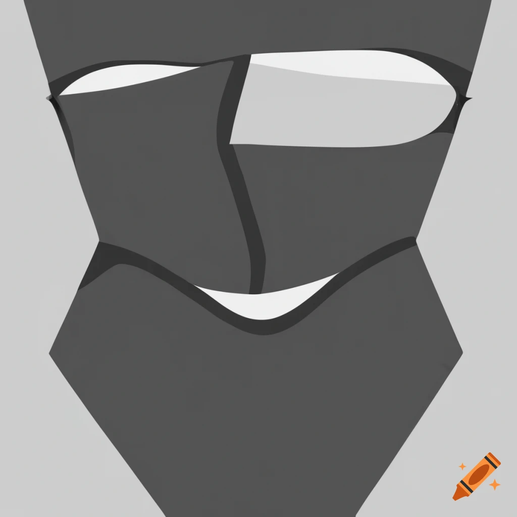 Abstract asymmetrical mask logo in 2D design