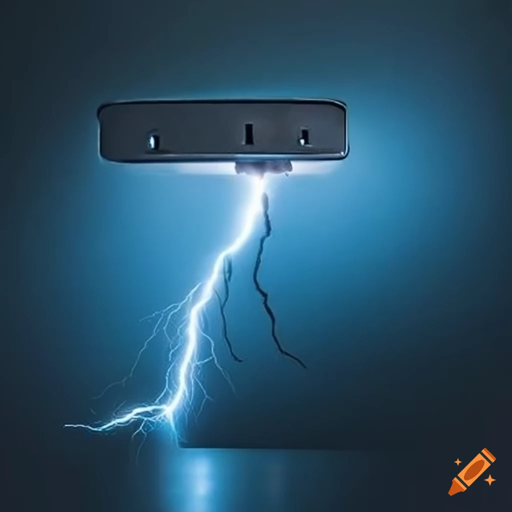 Wall outlet shooting a lightning bolt