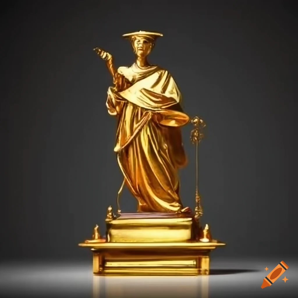 Academic person statuette in gold frames
