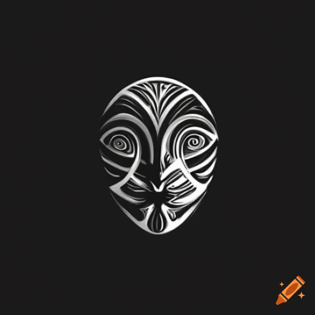 Cosmic radiance mask logo in angular minimalism style