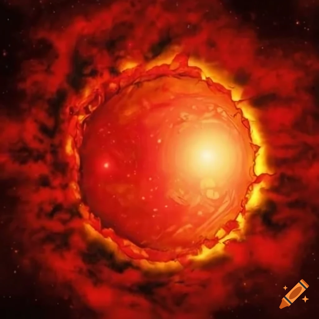 Red sun in a cosmic comics-style background