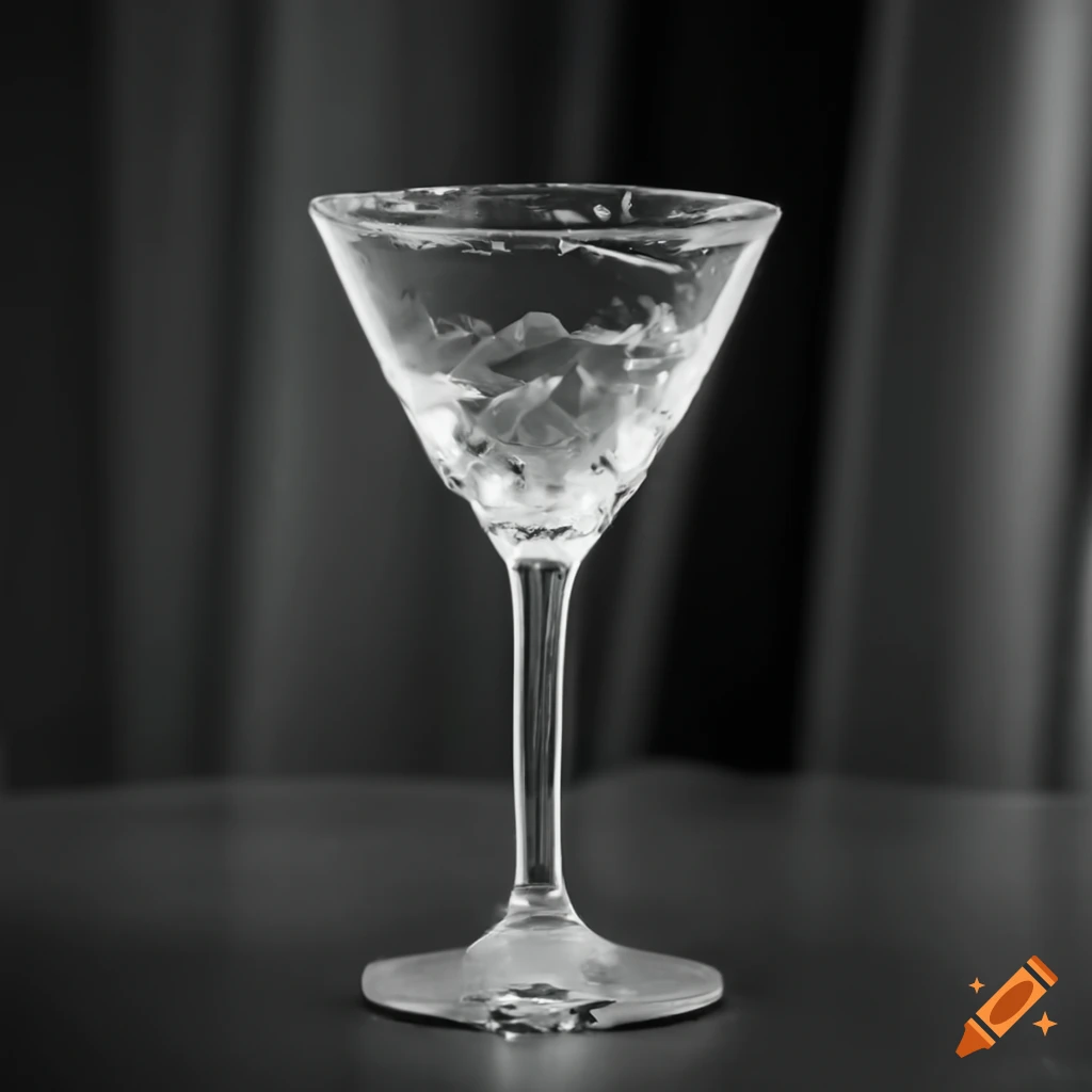 Decorative empty cocktail glass with a bee on a party table