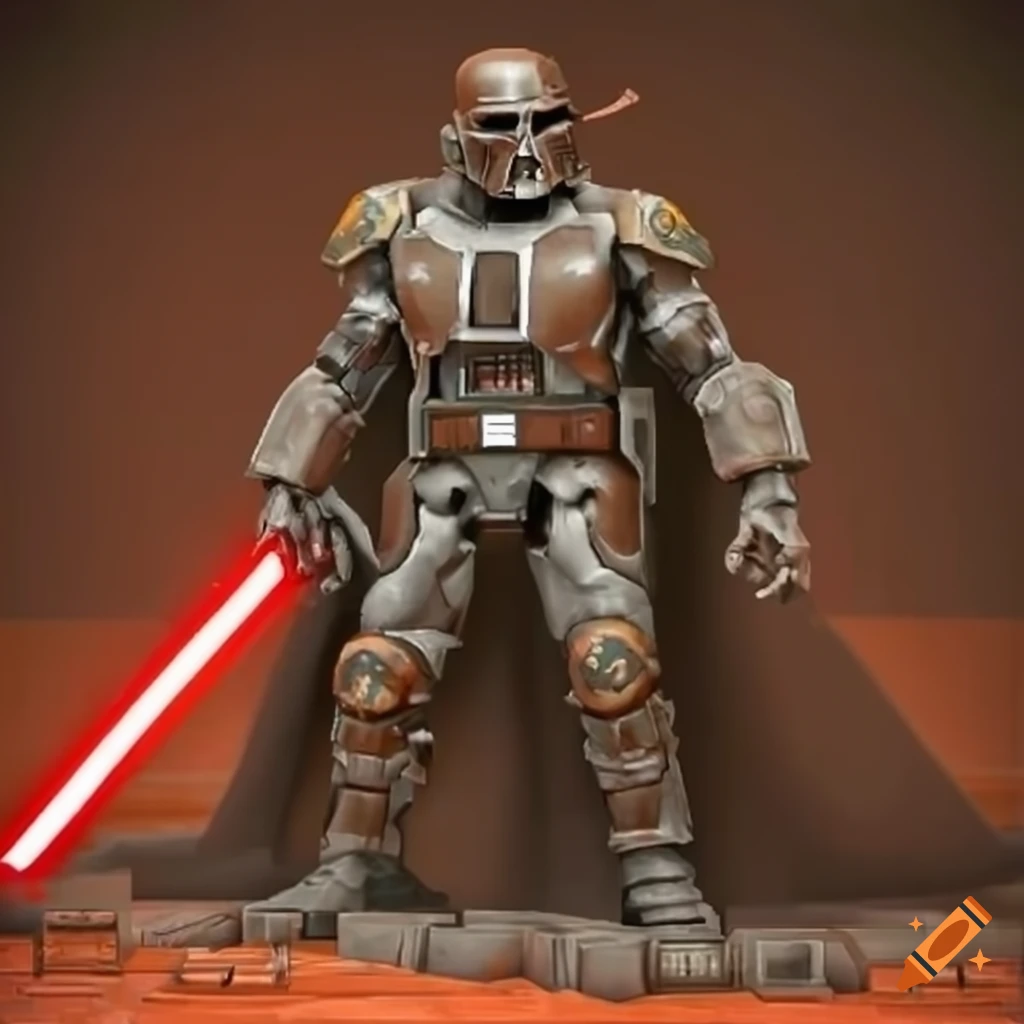 Mashup of Quake 2, Boba Fett, Darth Vader, and Terminator in brown colors