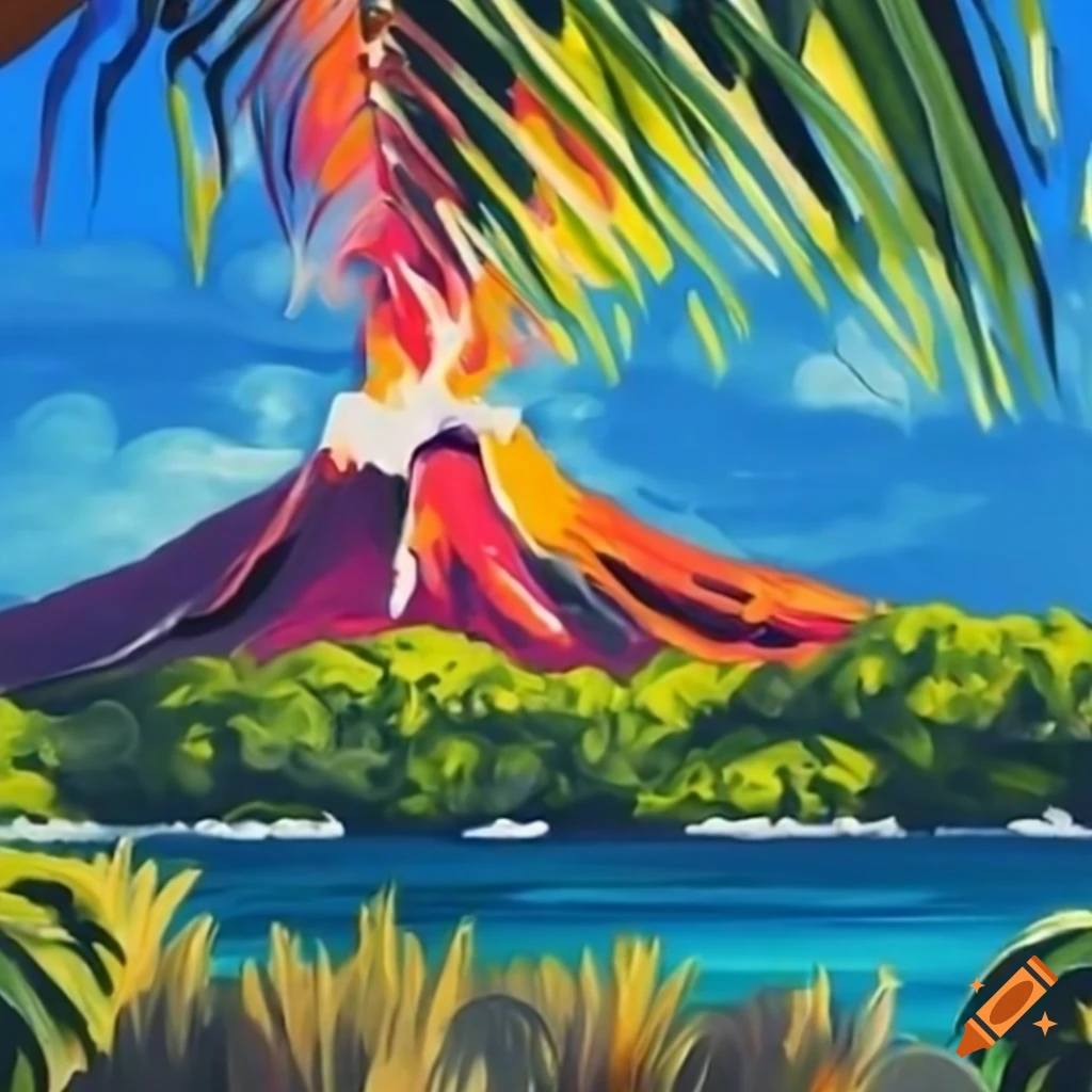 View of Guadeloupe island with volcano