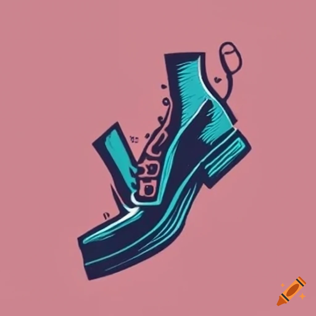 Minimalist boot stomp logo in linocut style