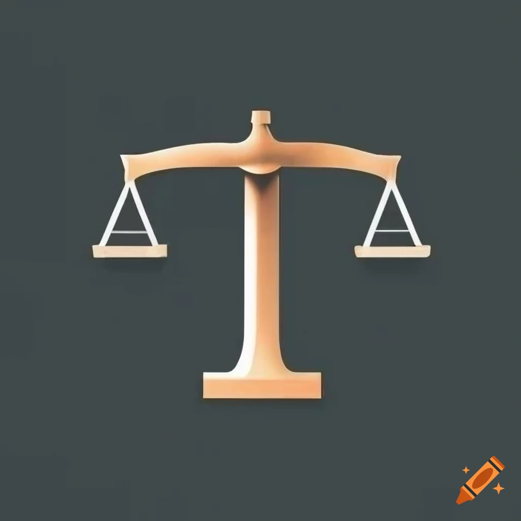 Minimalist logo with letter T and scales of justice design
