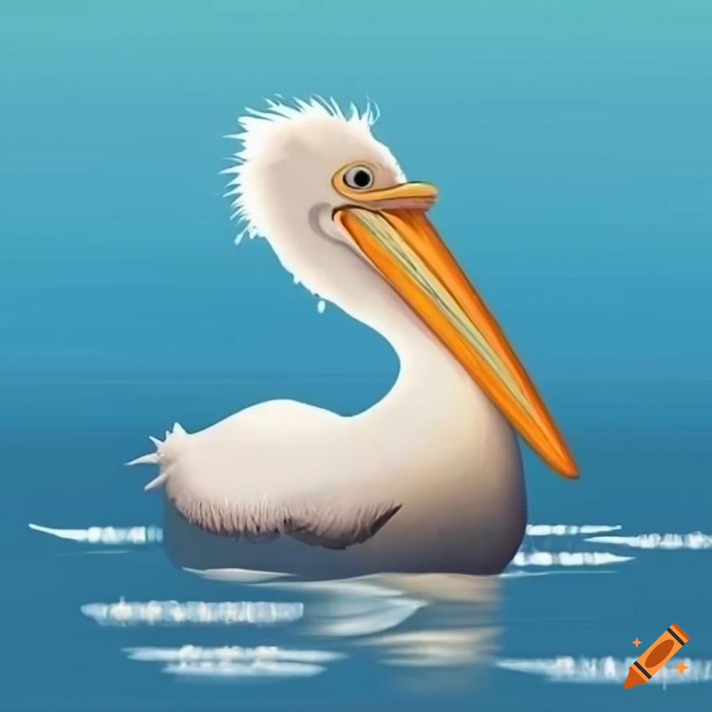 Happy pelican on an isolated island