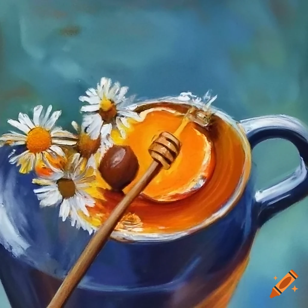 Chamomile, orange peel, honey, and black tea in a mug