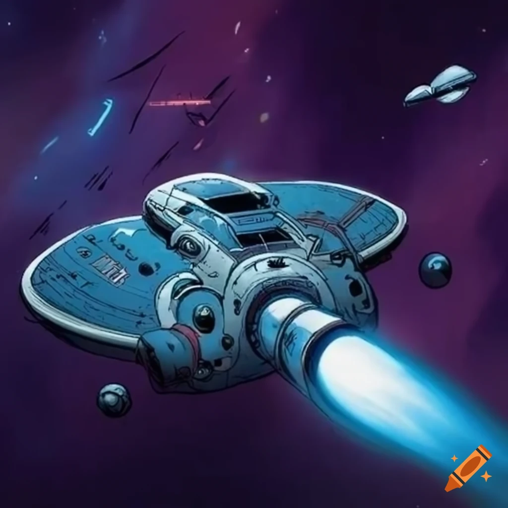 Close-up of a spaceship reactor in a comic book style on Craiyon