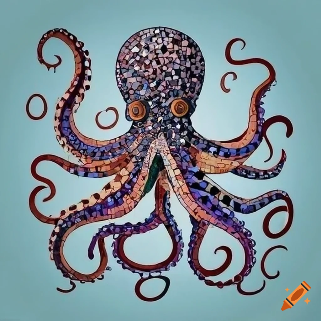Detailed and intricate octopus mosaic artwork