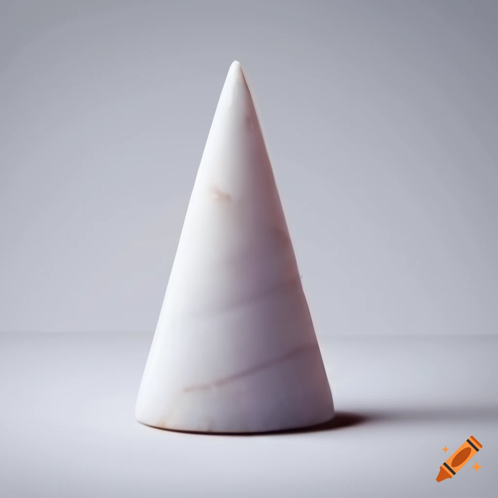 Small white marble cone on a white background