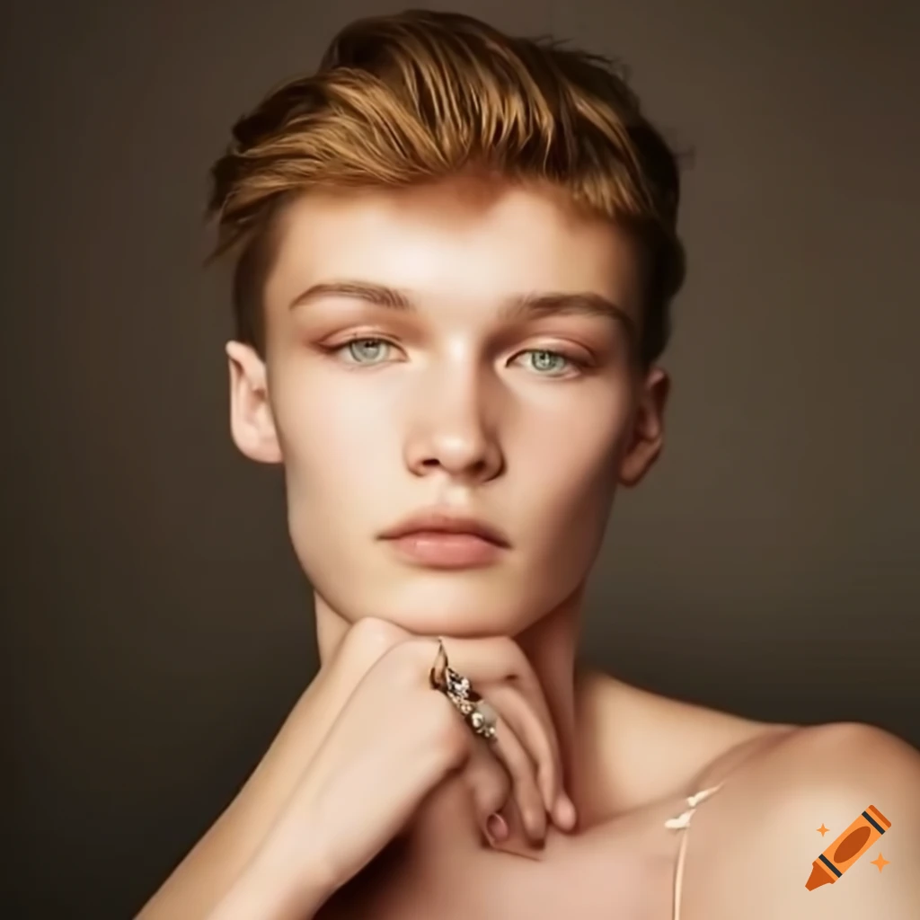 Portrait of a beautiful ethereal male student with unique features