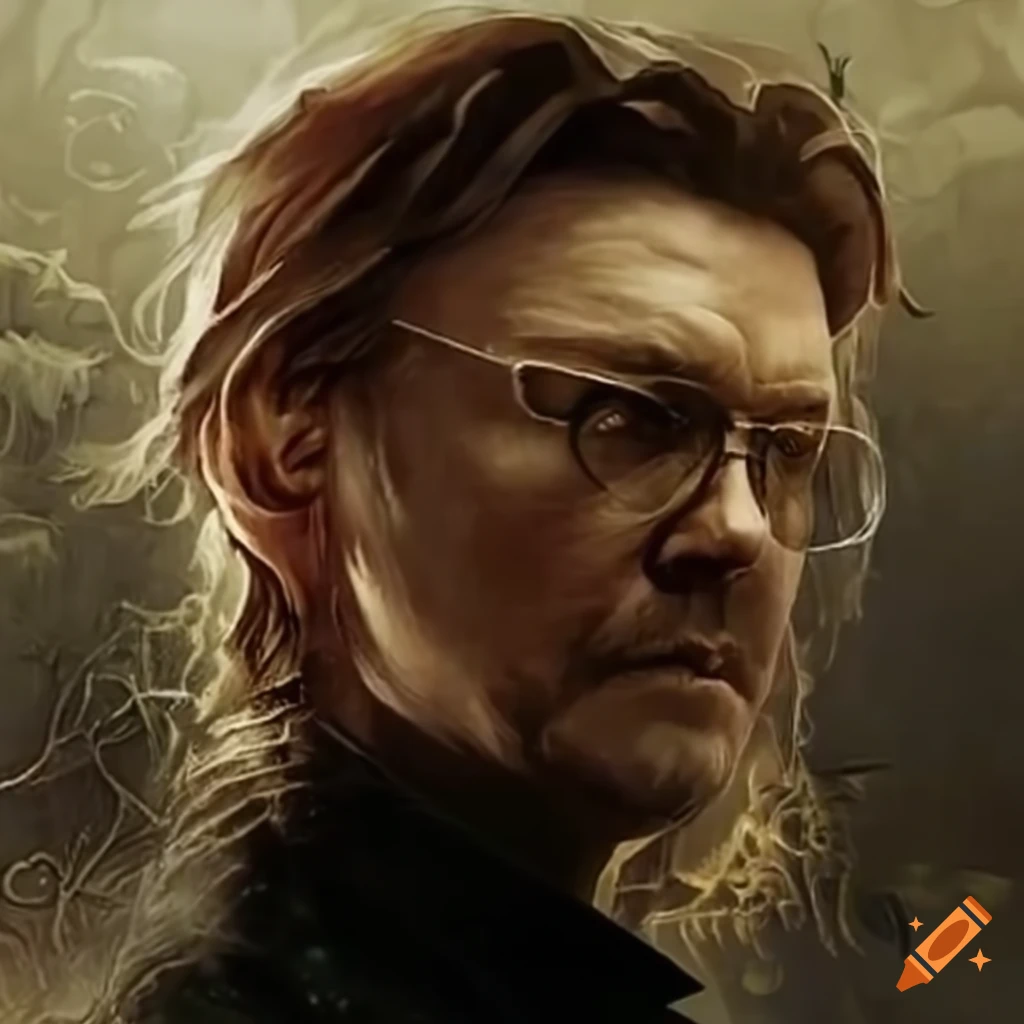 James Urbaniak surrounded by esoteric secret magic runes