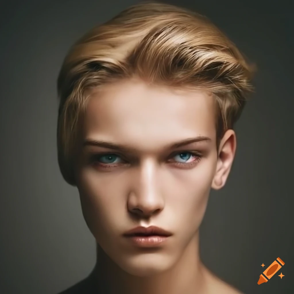 Portrait of an ethereal male student with beautiful features
