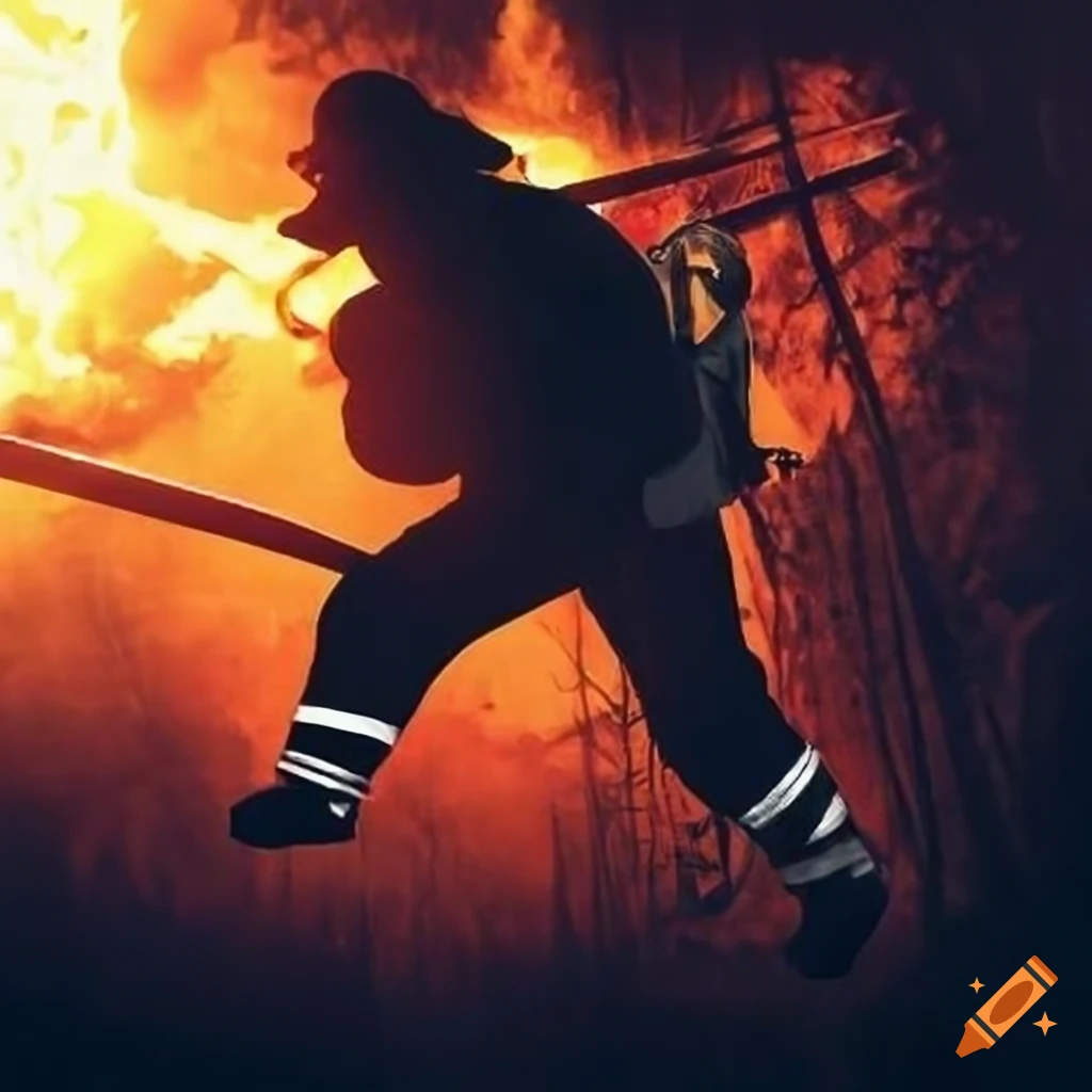 Firefighter rescuing person from fire