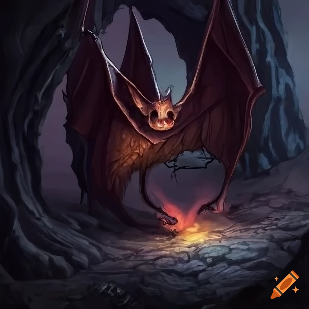 Bat in a dark cave in a fantasy art style