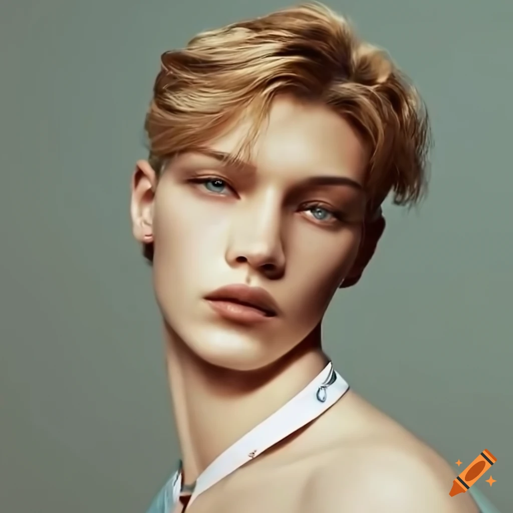 Portrait of an ethereal male student with beautiful features