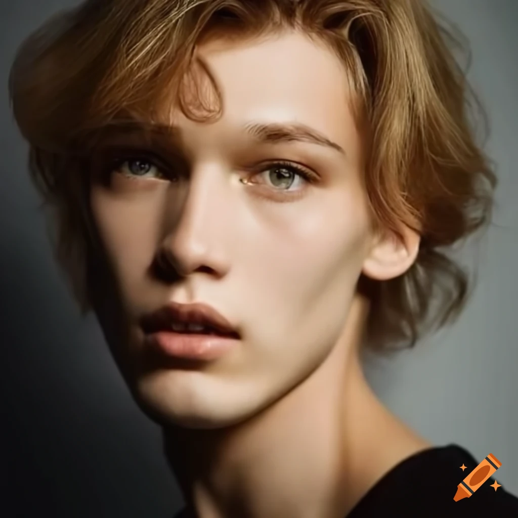 Portrait of an ethereal male student with beautiful features