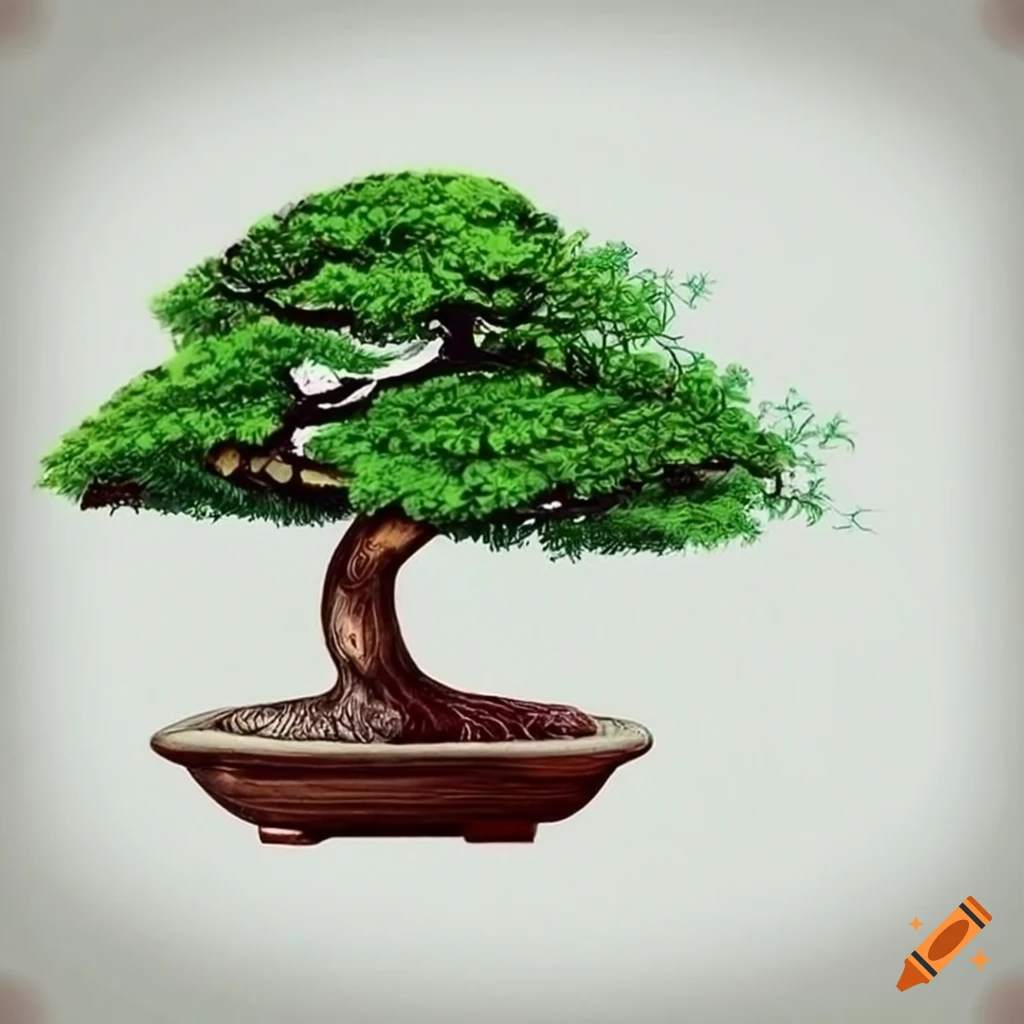 Intricately arranged miniature Bonsai trees
