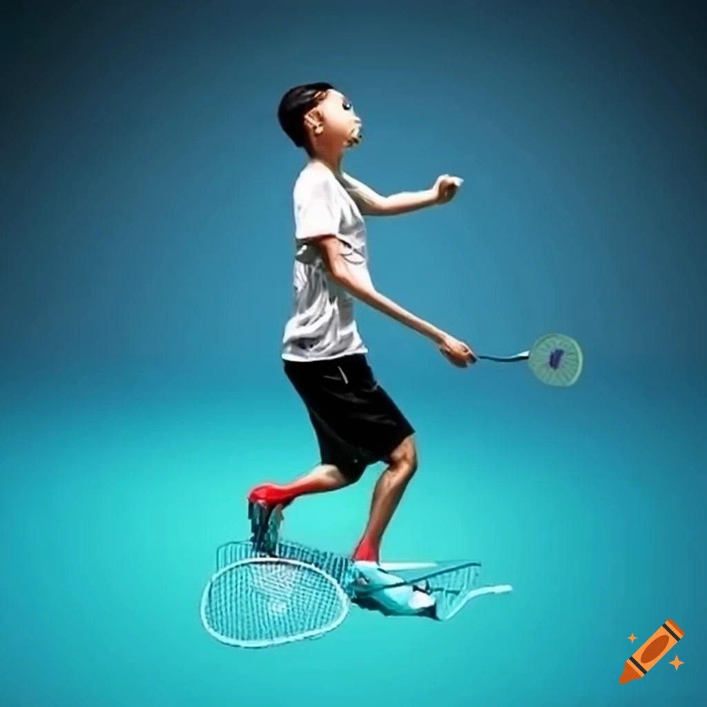 Short man playing badminton