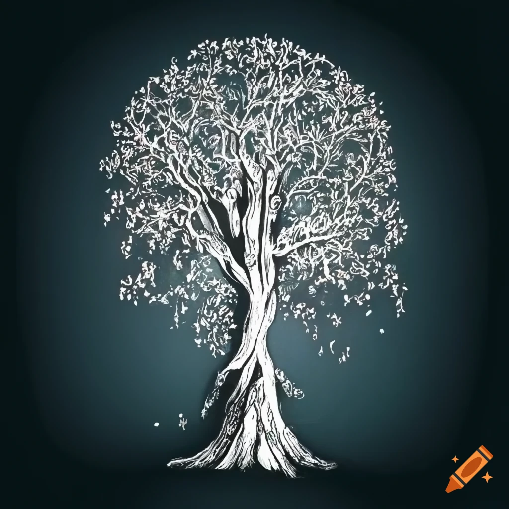Artistic representation of a strong tree with intertwined branches symbolizing siblings' bond