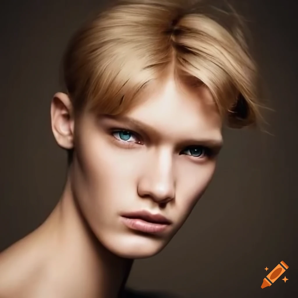 Portrait of a beautiful ethereal male student with unique features