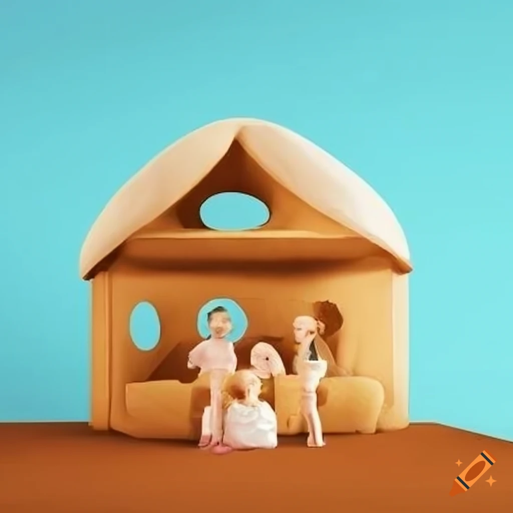 Family in their loaf-shaped house