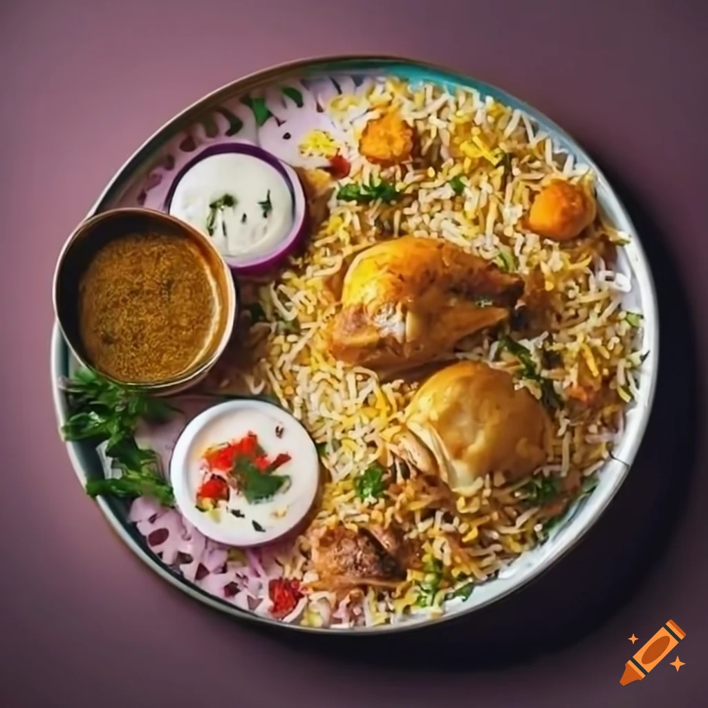 Delicious Indian biryani with colorful spices, rice, and chicken ...
