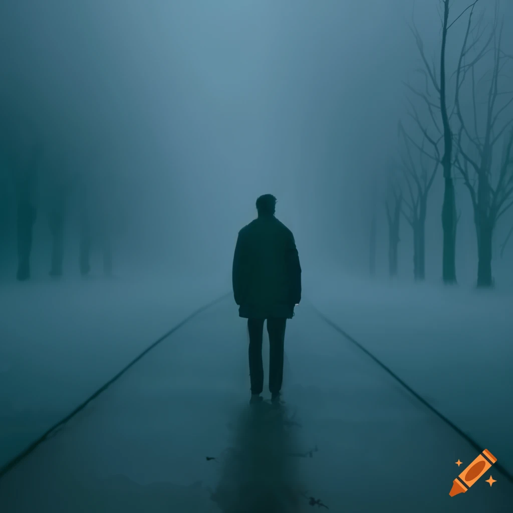 Man disappearing into the fog