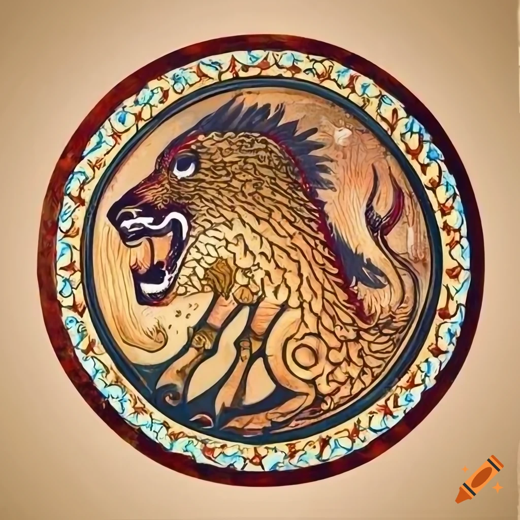Land emblem with a wild boar in ancient Persian style