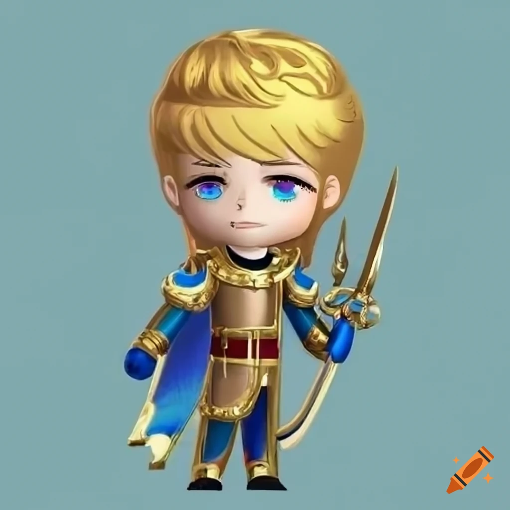 Beautiful prince with golden hair and blue eyes in regal court outfit ...