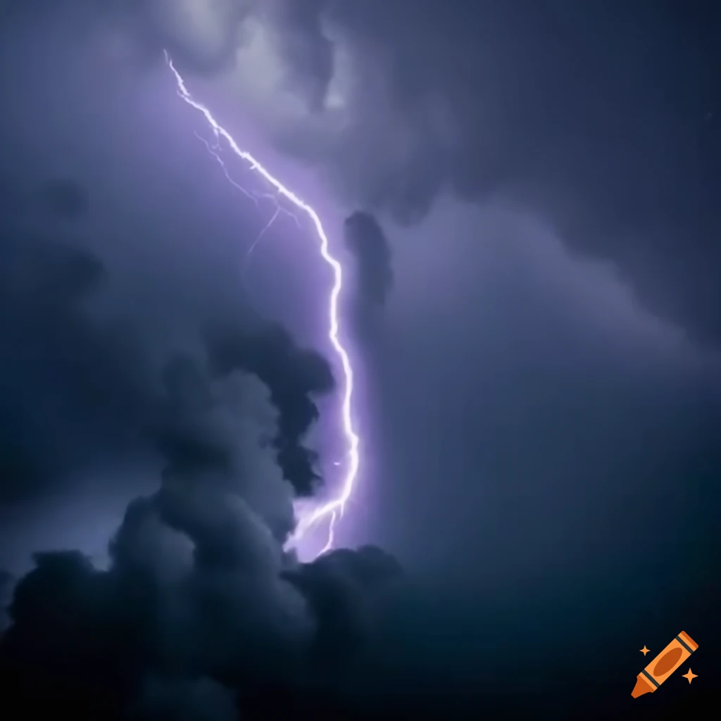 Scene of a dark and stormy night with lightning and heavy rain