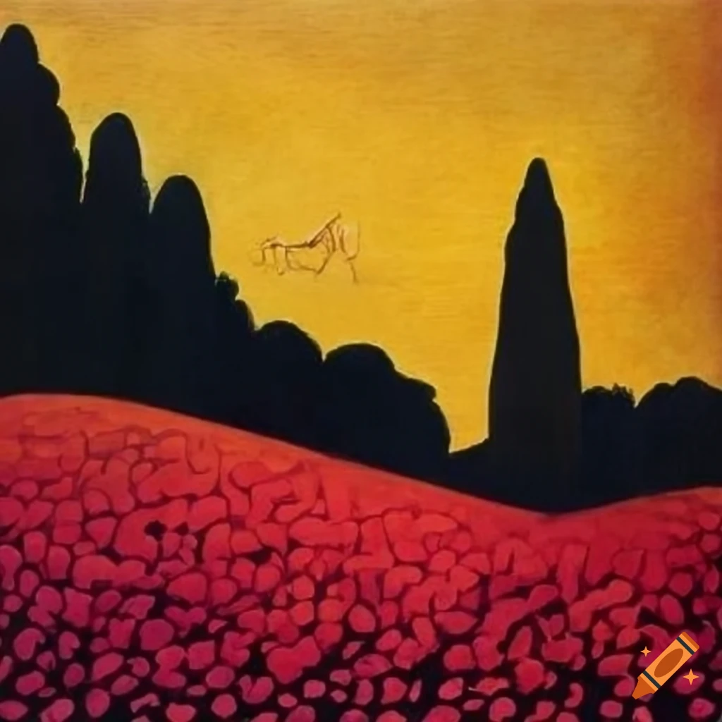 Italian countryside artwork with bright colors for children's book