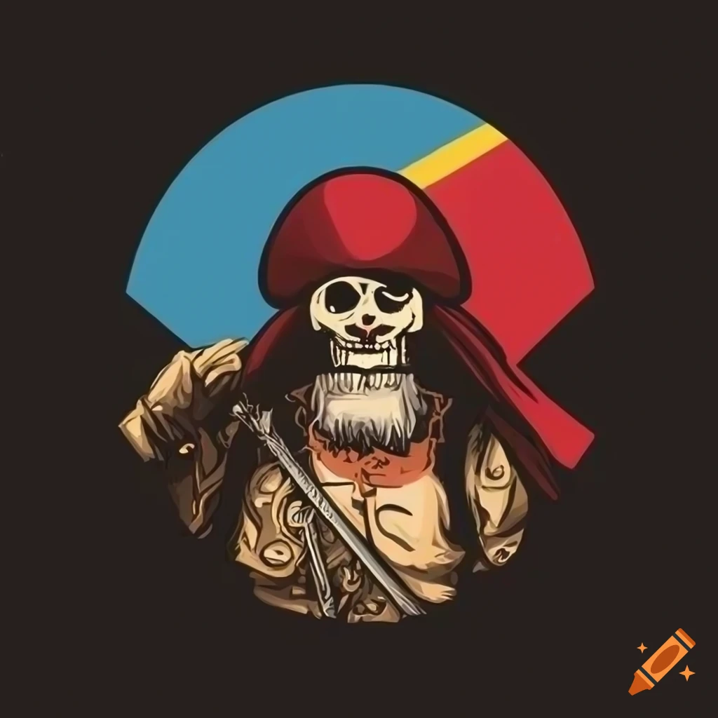 Pirate holding a Moroccan flag on a retro vector with black background