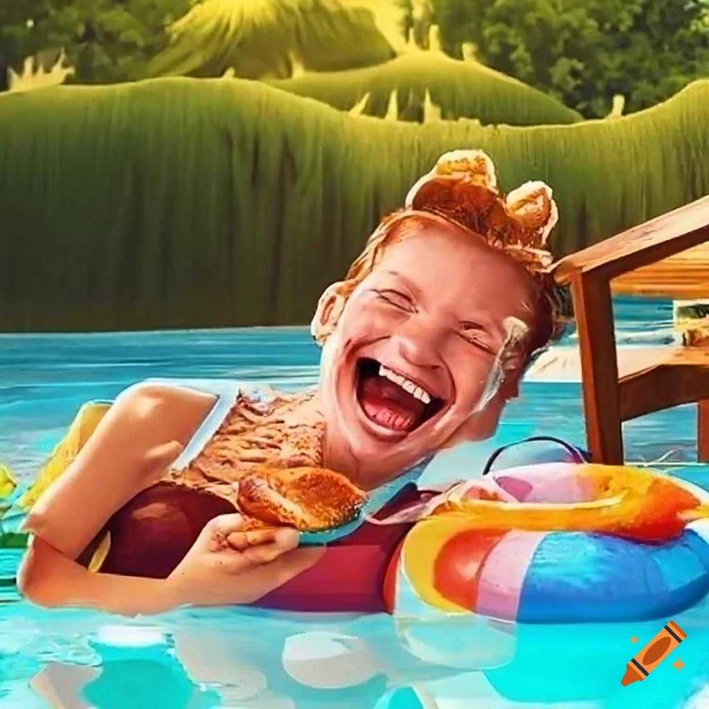 Fun BBQ party by the poolside