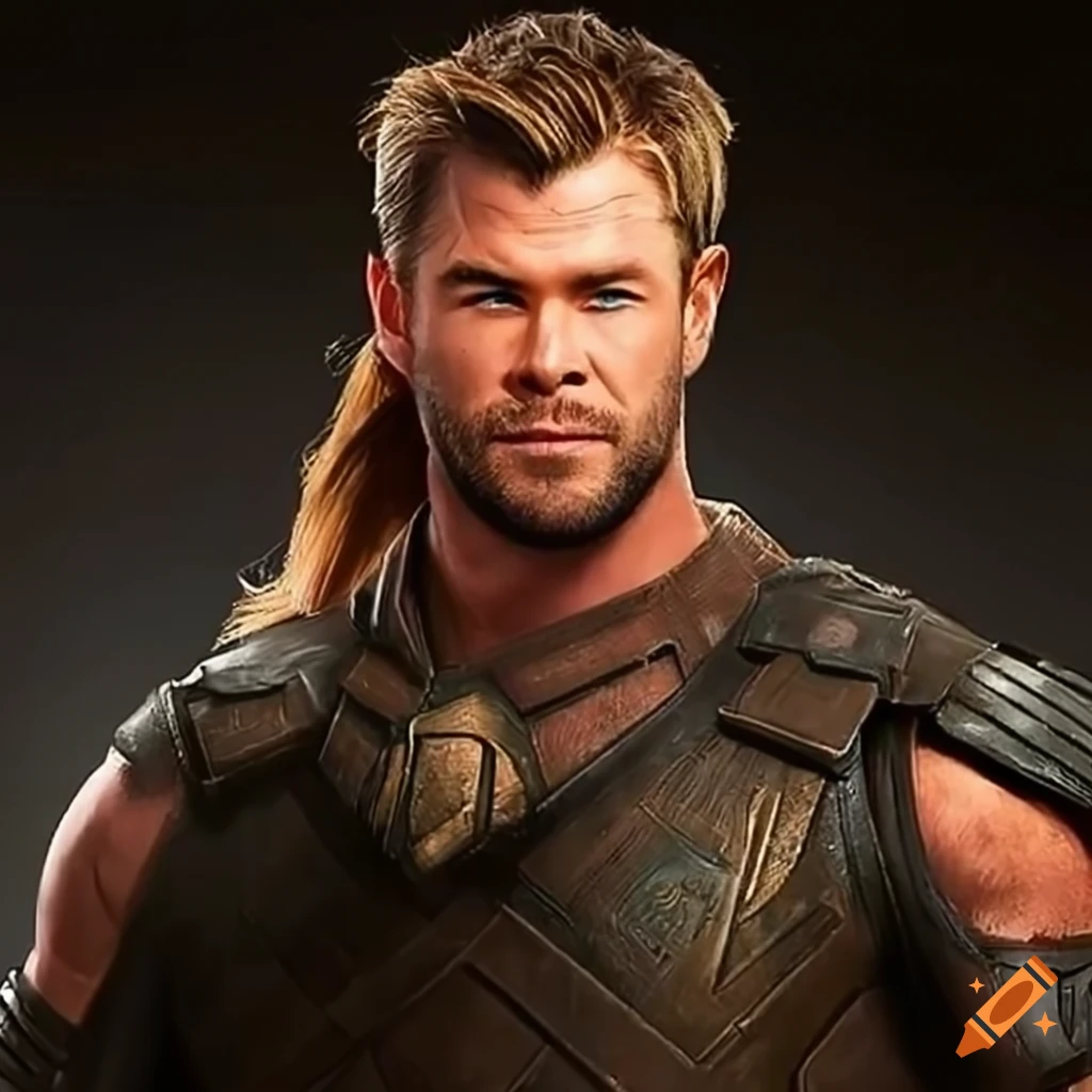 Chris Hemsworth as a young and handsome fantasy dwarf soldier