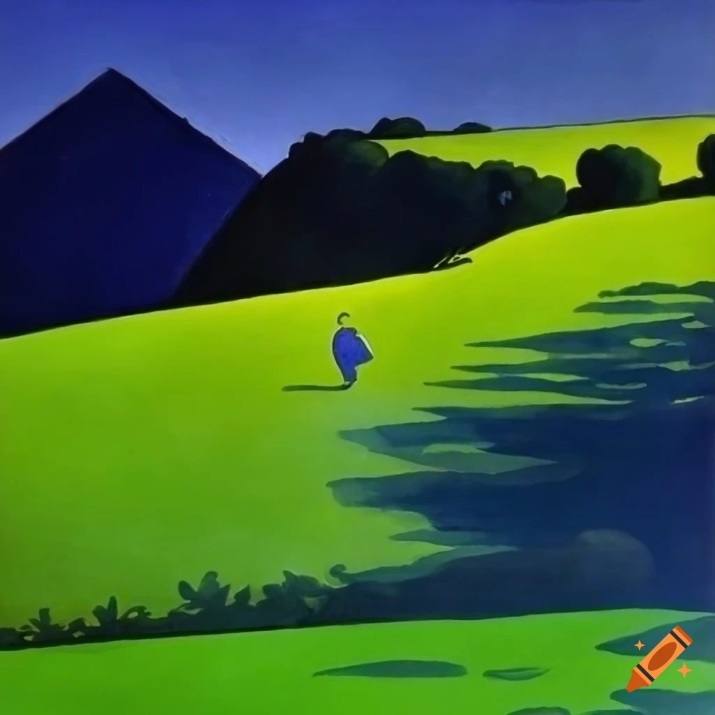 Italian countryside with bright colors in a children's book illustration by FÃ©lix Vallotton